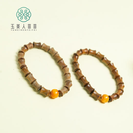 DS925绿檀单圈-竹节配老型蜜蜡手串约7#4A2 商品图0