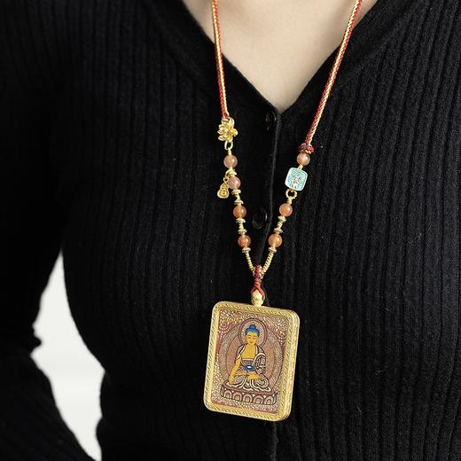 菜菜家方牌唐卡项链|凸金画心精美逼真，4*5cm铜镀k金嘎乌盒 商品图4
