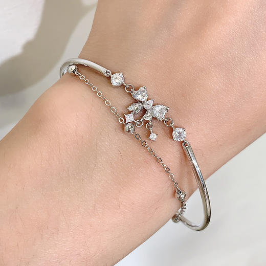 卡蒂罗/KADER 心动甜梦镯链 甜美可爱灵动结满镶宝石可调节配饰 高级叠戴轻奢原创设计感手镯 925银 商品图6