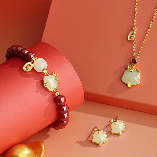 【萌蛇来袭 好运满满】纳福灵蛇 朱砂和田玉红玛瑙手串 商品图2