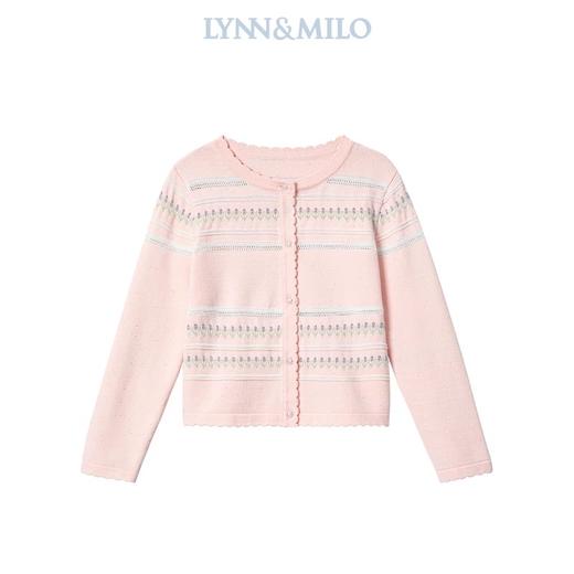 【春上新】【3折】8楼琳麦罗 LYNNMILO 粉色毛织花朵提花珠片开口毛衫  吊牌价：798元  活动价：239元 商品图4