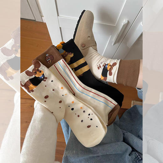 <曾小咸推荐> 美拉德小狗中筒袜  商品图0