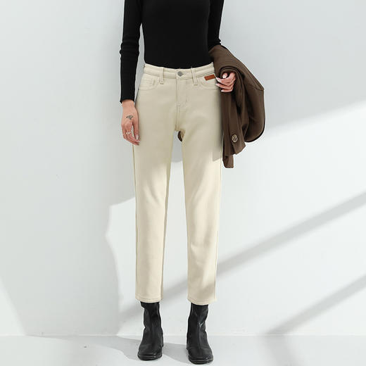 「老顾客福利」洛诗琳新款加绒烟管裤女冬季弹力显瘦小个子必备九分裤直筒牛仔裤女rg52320 商品图2