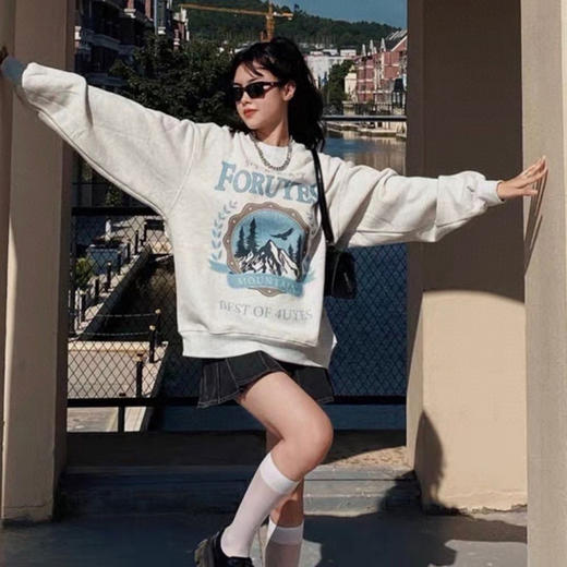 澄鱼生活 秋冬银狐绒圆领加绒印花卫衣 亲肤透气 多款可选 商品图0