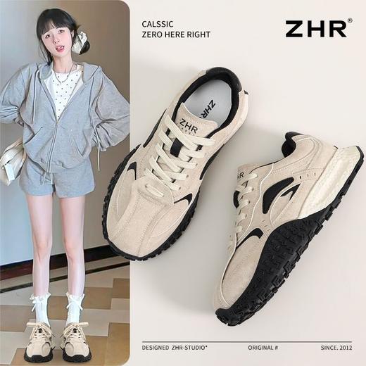ZHR则则复古德训鞋女春季新款厚底增高运动休闲鞋柔软透气低帮鞋 商品图0