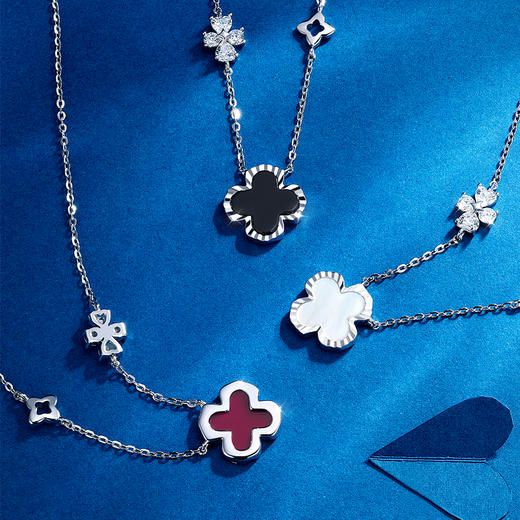 卡蒂罗/KADER 【可双面佩戴】心愿四叶草双面项链 幸运四叶草新中式可调节锁骨链 转运吊坠祈福水逆 925银 商品图8