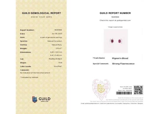 2.15ct刻面红宝石耳钉 商品图4