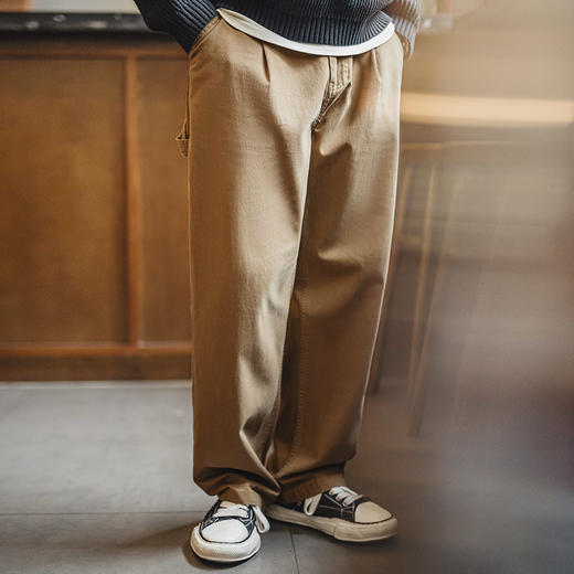 工装优选美式复古做旧伐木工休闲裤宽松直筒纯棉斜纹长裤子男秋冬 商品图4