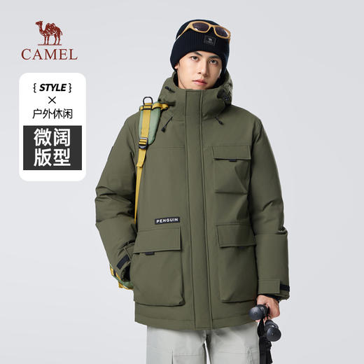骆驼男装短款羽绒服男冬季新款连帽工装加厚保暖防风防水外套 M34CW02696 商品图1