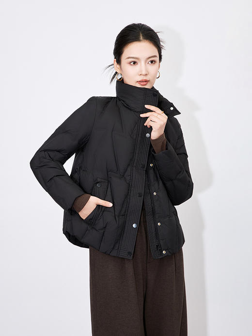 【高货wl】全新升级【铂金会员477/天猫639/差价162】(35342) 洛诗琳冬季新款立领90%白鸭绒时尚气质高领短款羽绒服 商品图6