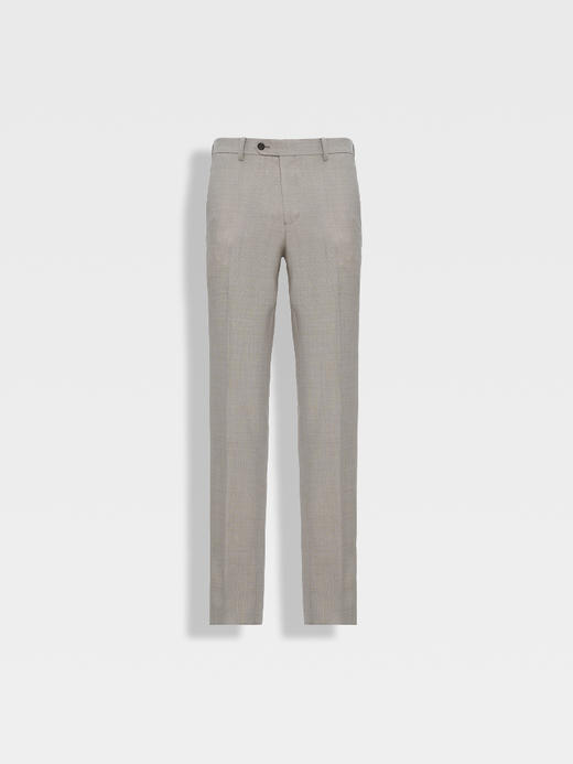 callisto松弛系列米色绵羊毛西裤 商品图0