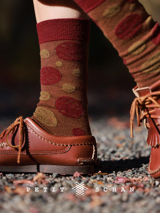 999积分兑换 PETIT SCHAN小闪  葫芦娃 绵羊毛混纺中筒袜一组两双 商品图1