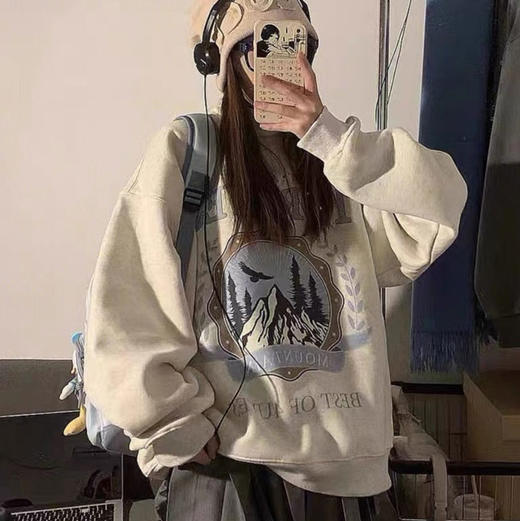 澄鱼生活 秋冬银狐绒圆领加绒印花卫衣 亲肤透气 多款可选 商品图5