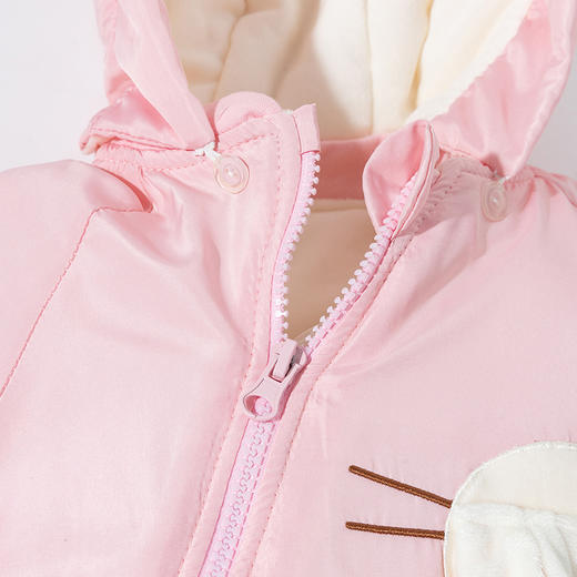 贝贝怡童装冬季女宝宝保暖夹棉连体衣连帽防风棉服小兔可爱哈衣ZB4DL061 商品图4