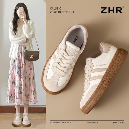 ZHR则则厚底增高德训鞋春季新款软底防滑板鞋柔软轻便运动休闲鞋 商品图0