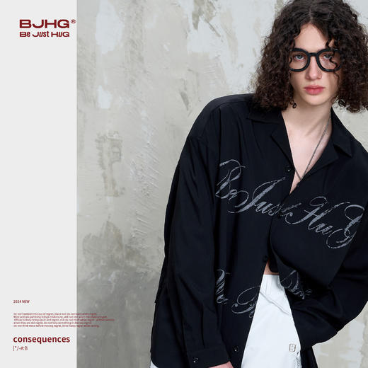 [不战系列]BJHG不计后果美式复古长袖衬衫男款春季潮牌高级感痞帅休闲外套女 商品图0