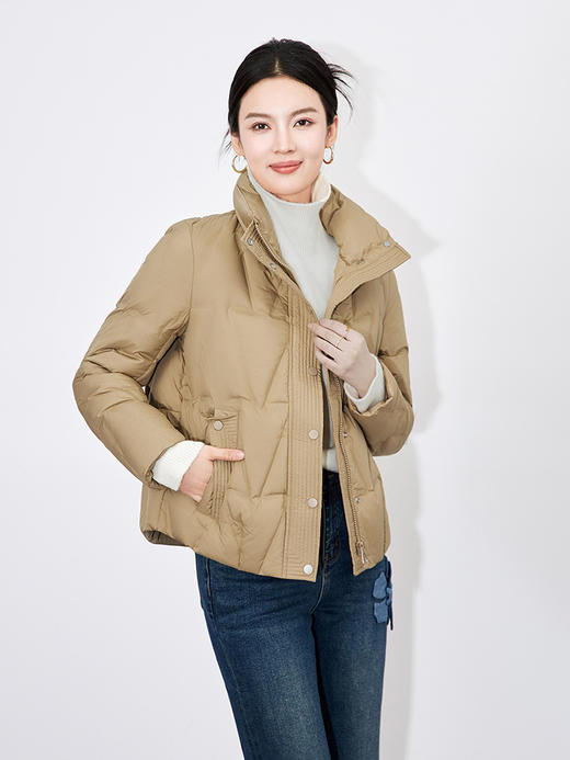 【高货wl】全新升级【铂金会员477/天猫639/差价162】(35342) 洛诗琳冬季新款立领90%白鸭绒时尚气质高领短款羽绒服 商品图7