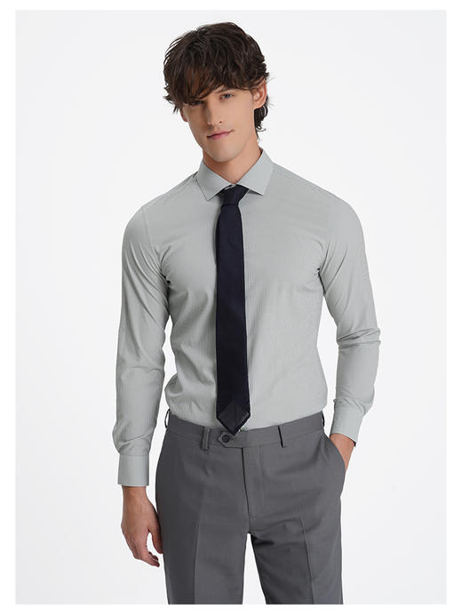 callisto高智系列绿色聚酯纤维混纺长袖衬衫 商品图2