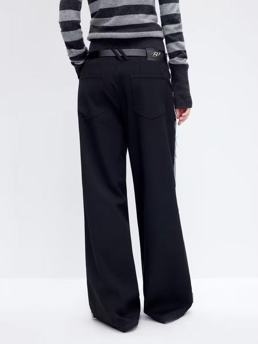 出逃赤岗西/24AWN75/设计感复古撞色拼接TR面料宽松毛边牛仔直筒阔腿长裤 商品图2