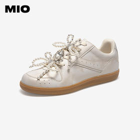 MIO米奥春季芭蕾风休闲板鞋德训鞋珍珠装饰优雅系带舒适女鞋M251544607