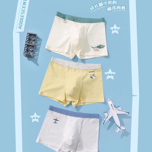 【3条装】青少年棉内裤平角裤男底裤【CSK24327】 商品图0
