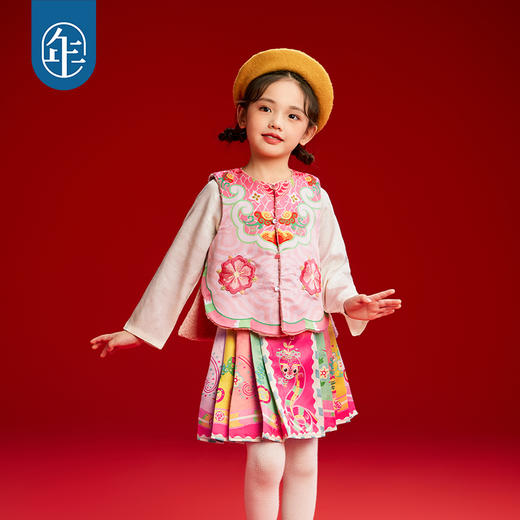 年衣童装女童马甲加绒冬装新款国风新中式儿童坎肩外出马夹拜年服有财华中式马甲 商品图3