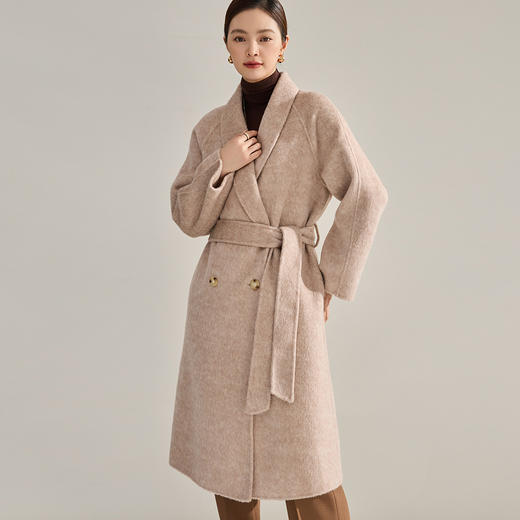 【高货sh】全新升级【铂金会员882/天猫1189/差价307】(35852) 洛诗琳新款双面呢宽松垂感毛呢外套直筒青果领大衣 商品图2