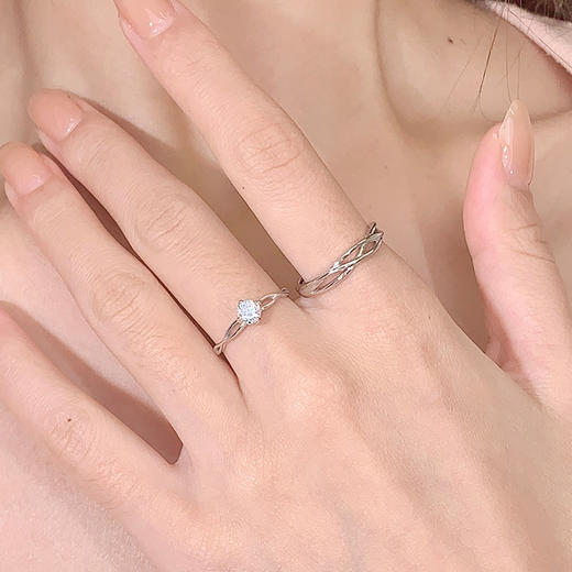 卡蒂罗/KADER 【纯银999|爆闪莫桑钻】永恒之心情侣对戒 爱意交织镂空设计开口可调节素圈一对 钟爱久久求婚 商品图8