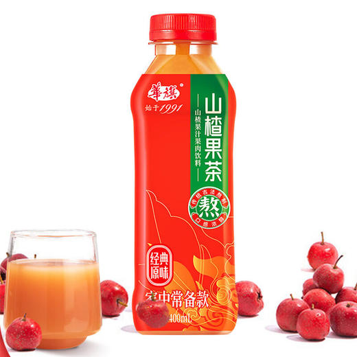 津农精品 华旗经典1991山楂果茶果肉饮料400ml*12 商品图2