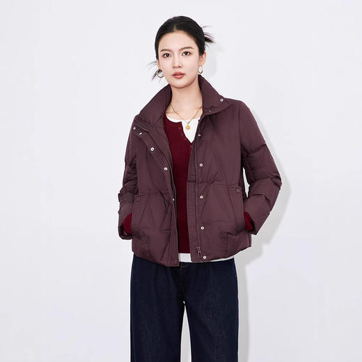 【高货wl】全新升级【铂金会员477/天猫639/差价162】(35342) 洛诗琳冬季新款立领90%白鸭绒时尚气质高领短款羽绒服 商品图2