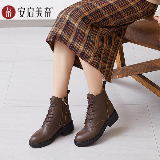 【活动价】ARCHCONTACT安启美奈百搭圆头系带马丁靴52785 商品图0