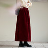 牧衣游原创 绒感棉净色半身裙舒适软糯百搭宽松红色直筒裙 月光闪 商品缩略图0
