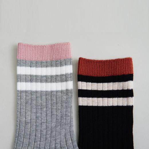 【2双装】女士双针中长筒袜子时尚棉袜四季女袜子【6双6折】【2422217】 商品图3