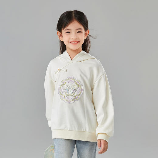 笛莎Deesha 童装女童卫衣2025春新款国风蝴蝶刺绣卫衣 商品图1