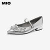 MIO米奥春季新款银装芭蕾玛丽珍鞋甜美蝴蝶结尖头坡跟单鞋M251478707 商品缩略图1