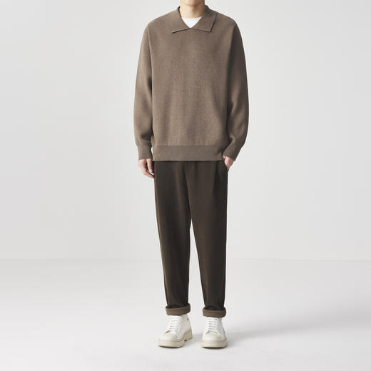 墨麦客男装 远红外升温 翻领针织衫冬季新款宽松保暖套头毛衣男。 商品图3