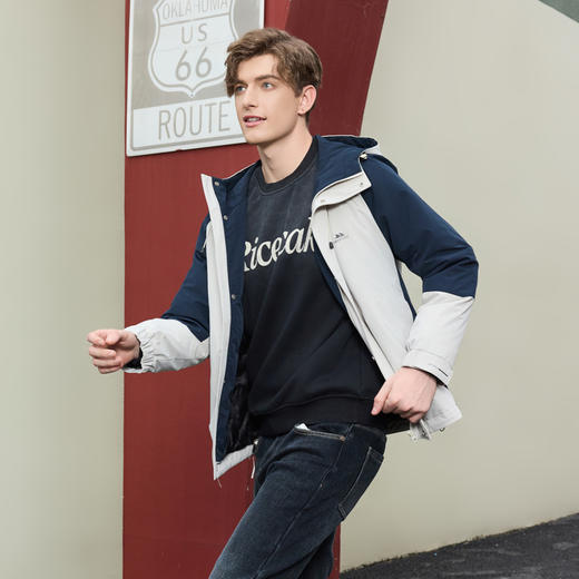 半身缘男装 冬季休闲精致保暖连帽羽绒服254212U01712958 商品图3