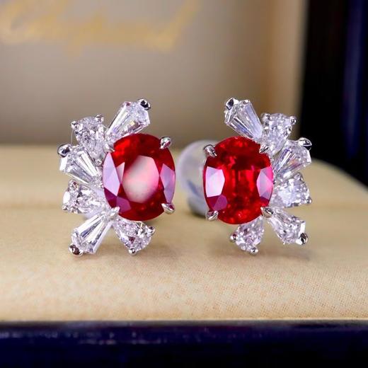 2.15ct刻面红宝石耳钉 商品图3