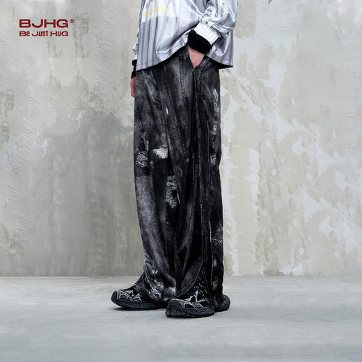 BJHG不计后果仿牛仔休闲裤男款春秋新款潮美式复古直筒设计感长裤 商品图3