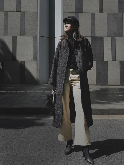 顺丰包邮洛诗琳SDLSA42253秋冬加厚经典百搭中长款呢外套女03017 商品图4