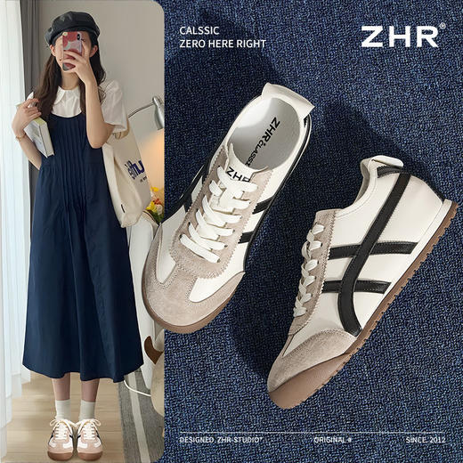 ZHR则则银色复古德训鞋女春季新款软底增高休闲鞋轻便百搭板鞋女 商品图7