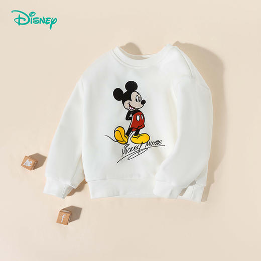 迪士尼宝宝童装秋冬季男童加绒保暖卫衣米奇卡通印花休闲上衣打底ZD1ES003 商品图2