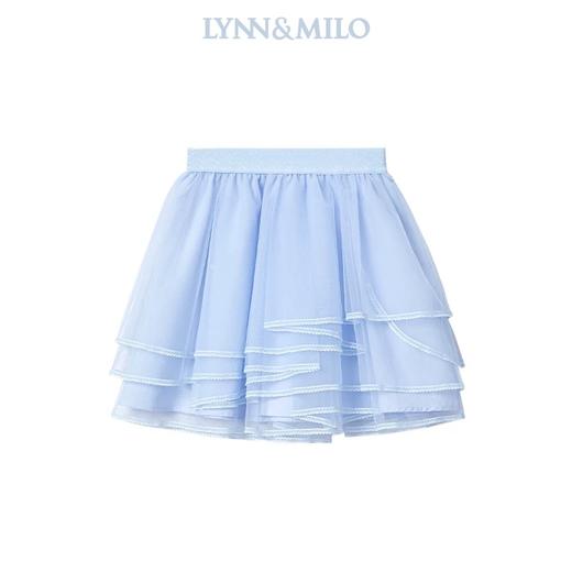 【春上新】【3折】8楼琳麦罗 LYNNMILO 蓝色网纱不规则层叠花边短半裙  吊牌价：598元  活动价：179元 商品图4