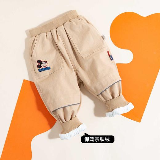 迪士尼童装男童冬款加绒保暖长裤小男孩米奇休闲裤224DK0430 商品图6