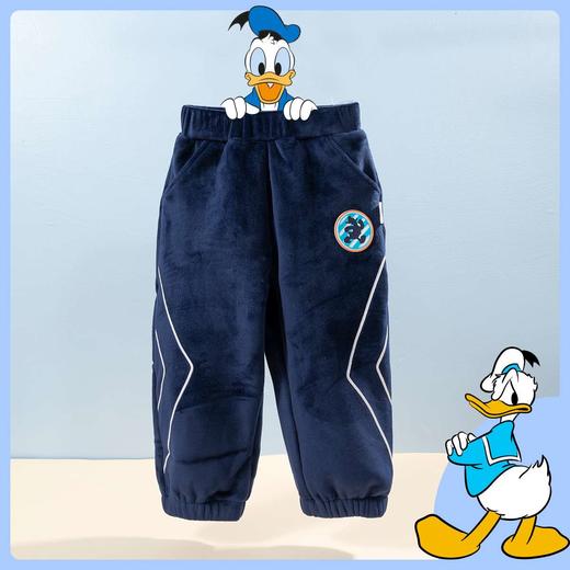 迪士尼童装2024秋冬新款加绒保暖长裤小男孩时尚休闲裤束脚裤224DK0435 商品图1