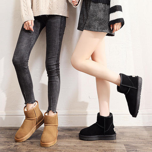 【无惧风雪❗️牛皮雪地靴 又美又飒】加绒加厚，显腿长，保暖又好看❗️女短筒短靴皮毛一体百搭女士棉鞋皮靴子鞋子 商品图2