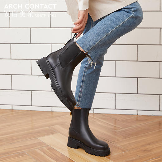 ARCHCONTACT安启美奈圆头牛皮休闲切尔西靴【52788】 商品图2