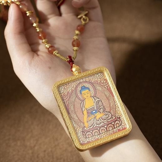 菜菜家方牌唐卡项链|凸金画心精美逼真，4*5cm铜镀k金嘎乌盒 商品图11