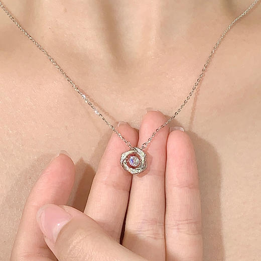 卡蒂罗/KADER 守护誓言项链 浪漫玫瑰造型跳动的心设计可调节锁骨链 简约时尚轻奢百搭闪钻吊坠 925银 商品图6