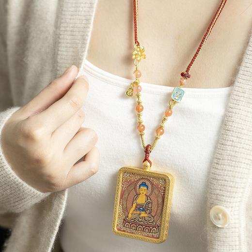 菜菜家方牌唐卡项链|凸金画心精美逼真，4*5cm铜镀k金嘎乌盒 商品图2